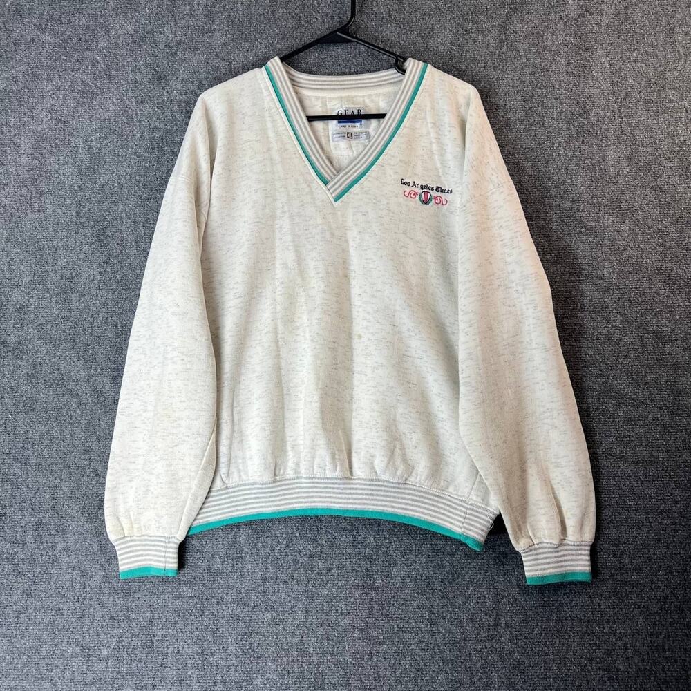 Vintage GEAR for Sports Los Angeles Times Womens Sweatshirt XL V Neck Korea